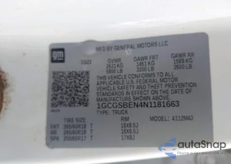 2022 Chevrolet Colorado 2Wd Short Box Wt из США, поврежденный, VIN 1GCGSBEN4N1181663